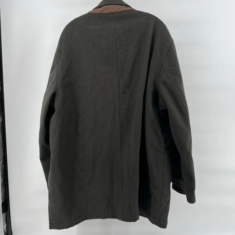 Polo Ralph Lauren Loden‎ Green Mens Leather Trim Insulated Wool Coat Jacket XL